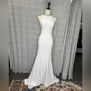Splash White Halter Neck Wedding Dress